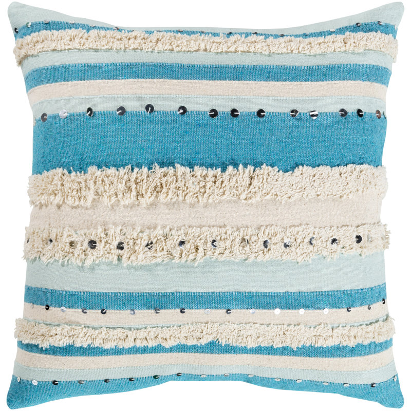 Temara Striped Cotton Blend Pillow Cover, Bright Pink, 18" x 18"