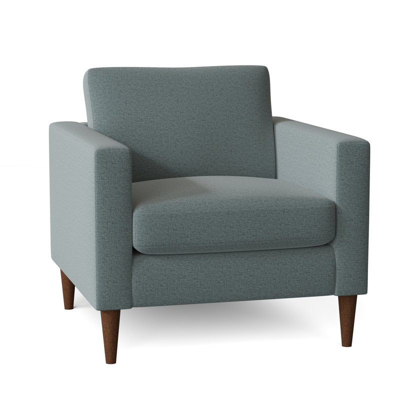 Trafton Upholstered Club Chair, Honey Birch, Denim