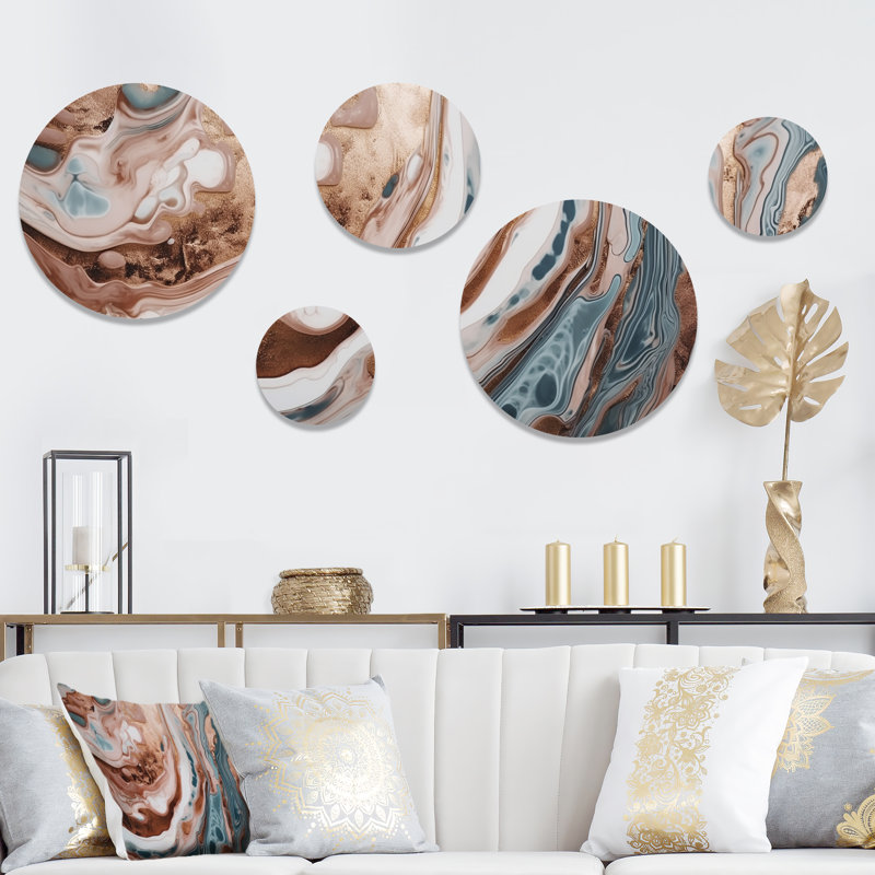 Décoration murale en métal «Ocean Waves Fluidité In Marble II»