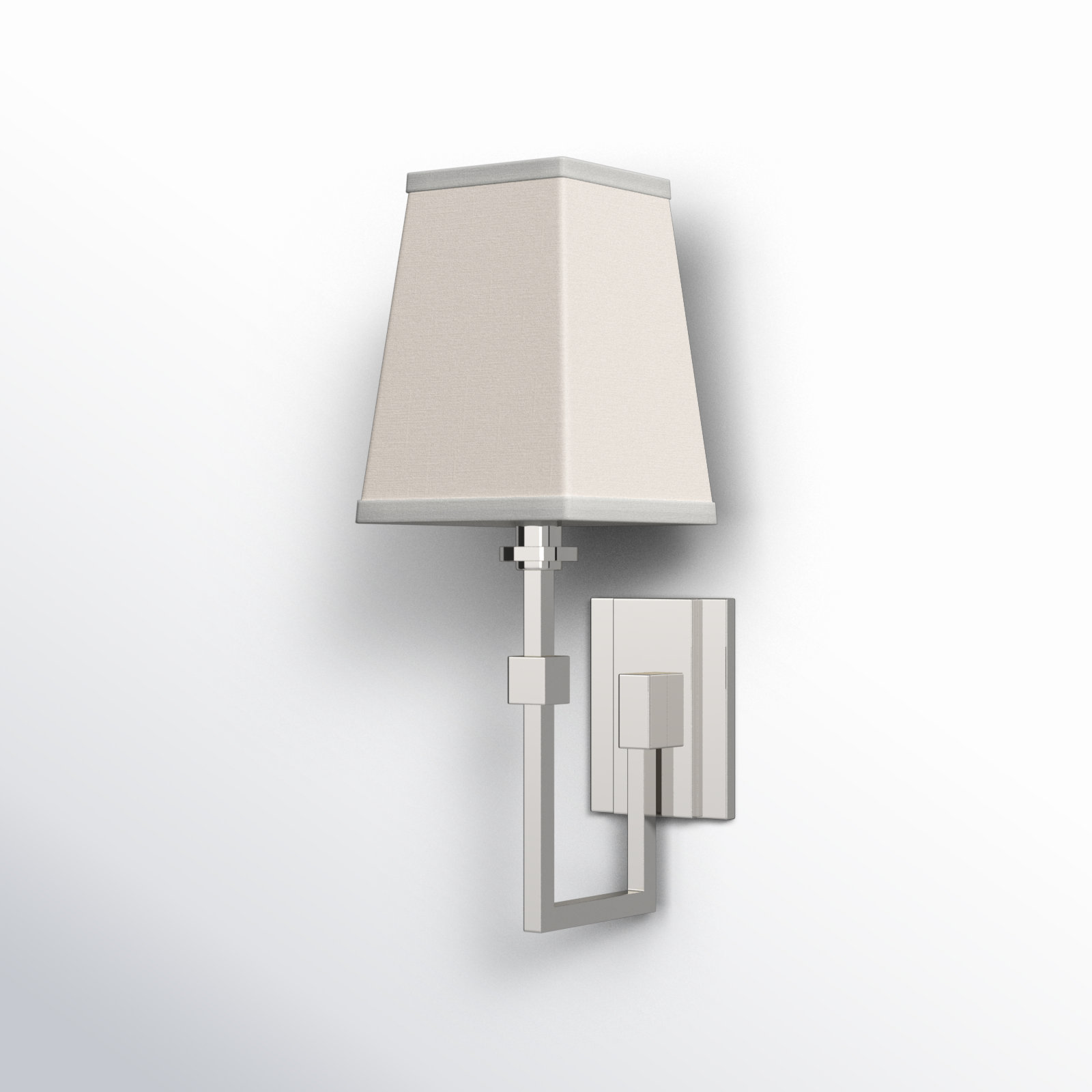 Camino Single Light Steel Dimmable Armed Sconce, Polished Nickel