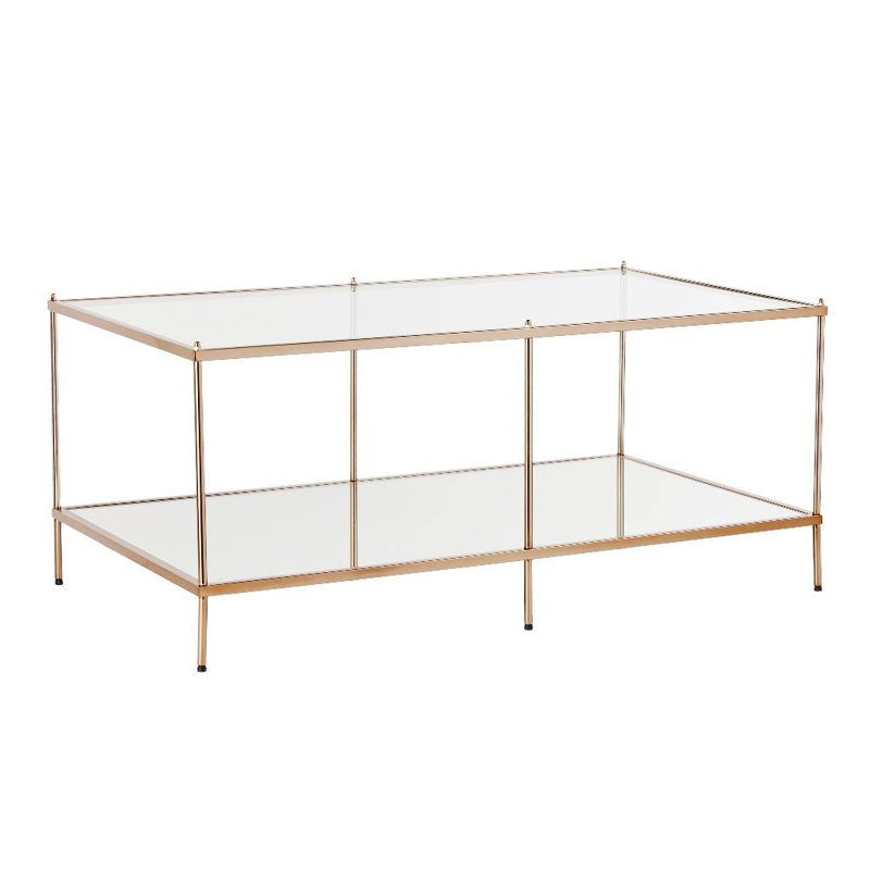 Harvey-John 42" Glass And Metal Coffee Table, Gold
