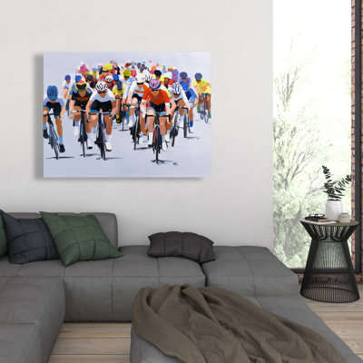 Cycling Competition - Livingroom Blue Canvas for Home Decor
