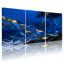 Ensemble de 3 impressions sur toile Blue Ocean Waves avec accents dorés et éclair-1368962376