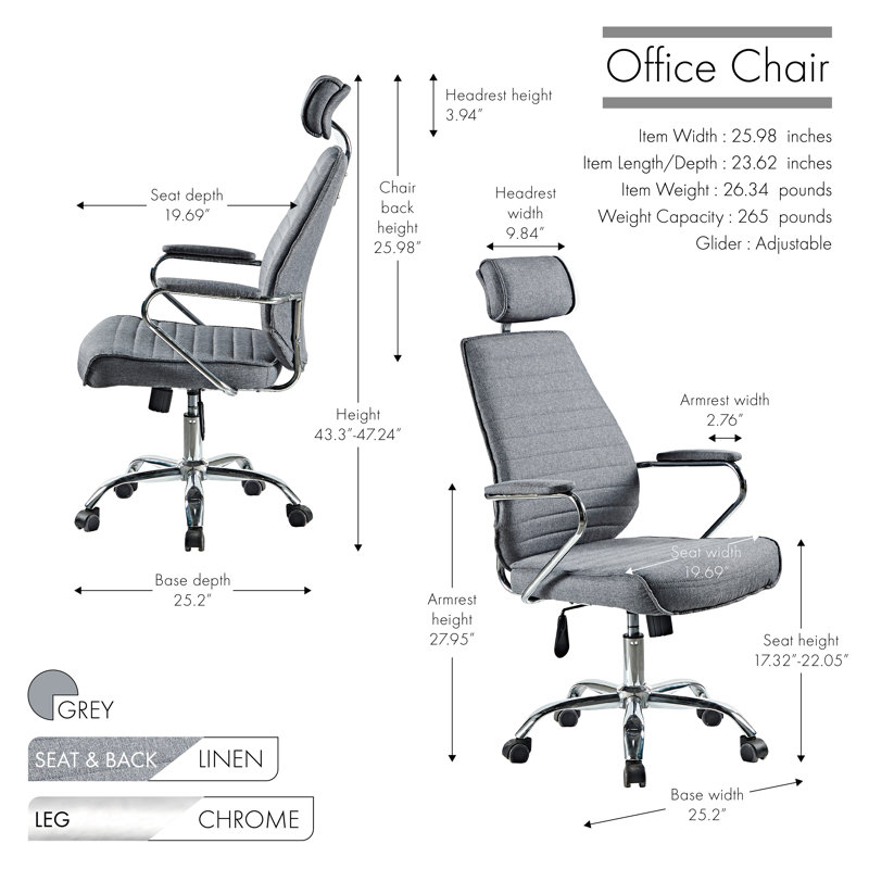 Cleckheaton Linen Executive Chair with Headrest