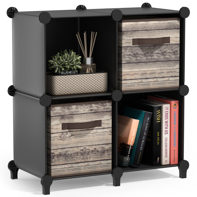 Ensemble de 4 compartiments de rangement Sorbus Cube, Noir, Ensemble de 4