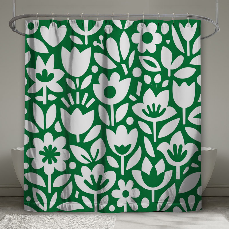 Rideaux de douche blancs à motif floral très longs, 70in W x 93in H