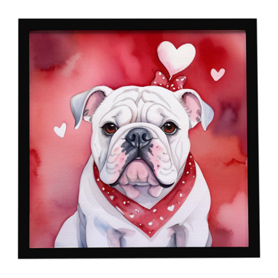 «English Bulldog My Valentine», reproduction d'art encadrée