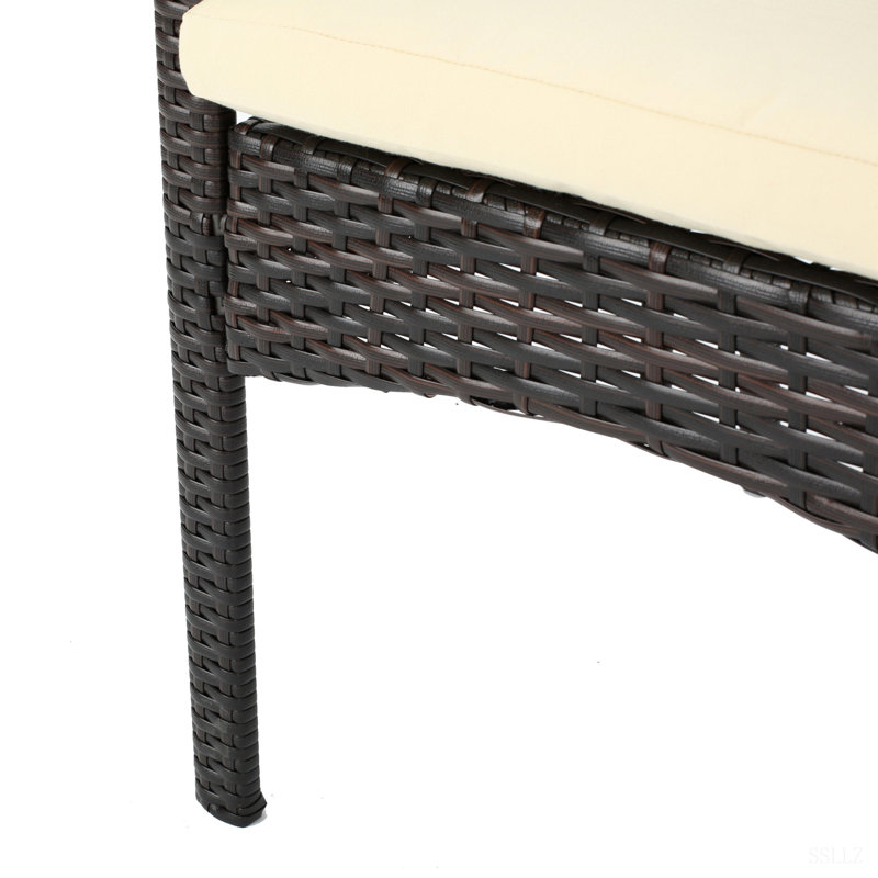 [Ensemble de 2] Chaise de salle à manger en osier PE CORDOBA KD, Coussin beige / structure brune