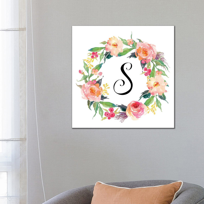 S (Initial) 1 Piece Painting on Canvas, 66.04 cm H x 66.04 cm W x 1.91 cm D, Wrapped Canvas