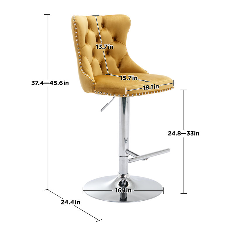 Kalinka 360° Swivel Adjustable Velvet Barstools