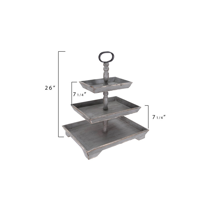 Wood Tiered Stand, Grey