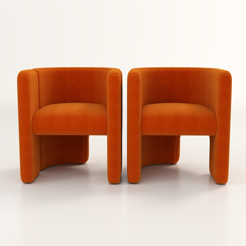 Jaimyn Upholstered Barrel Chair, Orange