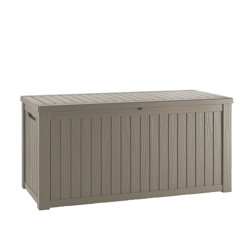 Light Brown Lockable Plastic Wicker Deck Box 120 Gallons