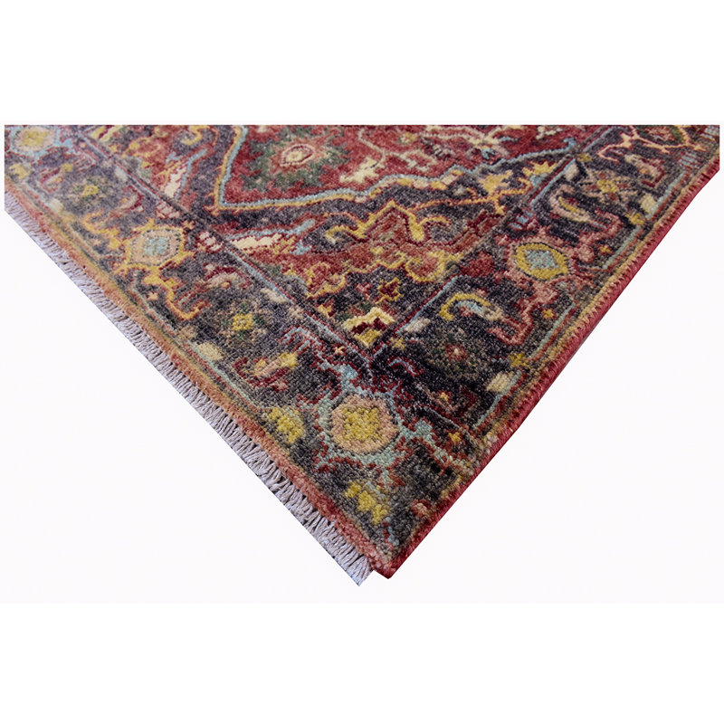 Wool Oriental Area Rug in Rust/Charcoal/Red, Rectangle 10' x 14'