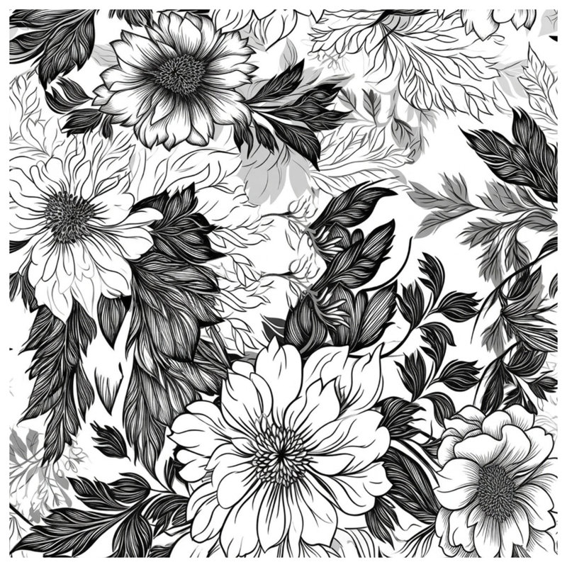 Rideaux de douche noirs et noirs à motif floral extra longs, L 70 po x H 84 po