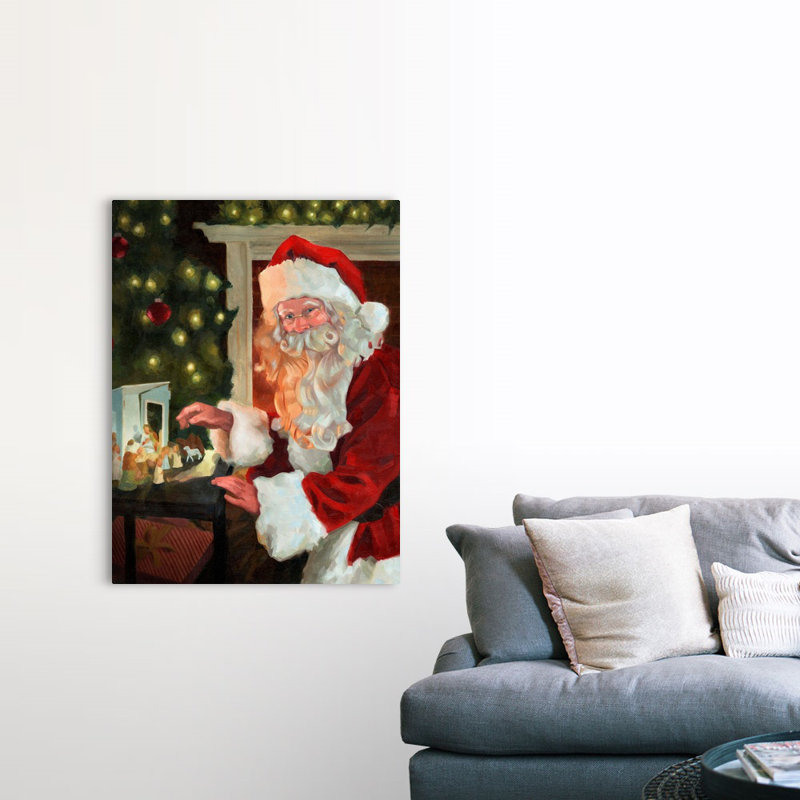 Saint-Nick et la Nativité par Jacob Green - reproduction d'art sur toile, H 16 po x l 12 po x P 1,25 po, Toile tendue