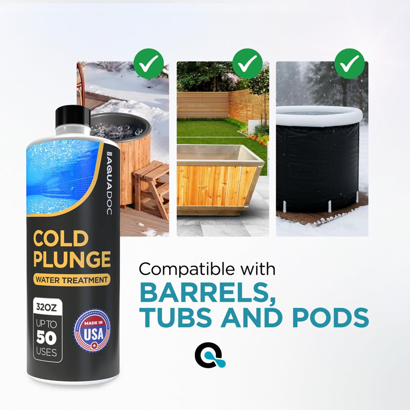 AquaDoc Cold Plunge Water Treatment - Ice Bath Cleaner and Water Stabilizer - Cold Plunge Weekly Treatment for Fresh Water - Made in USA - 32oz