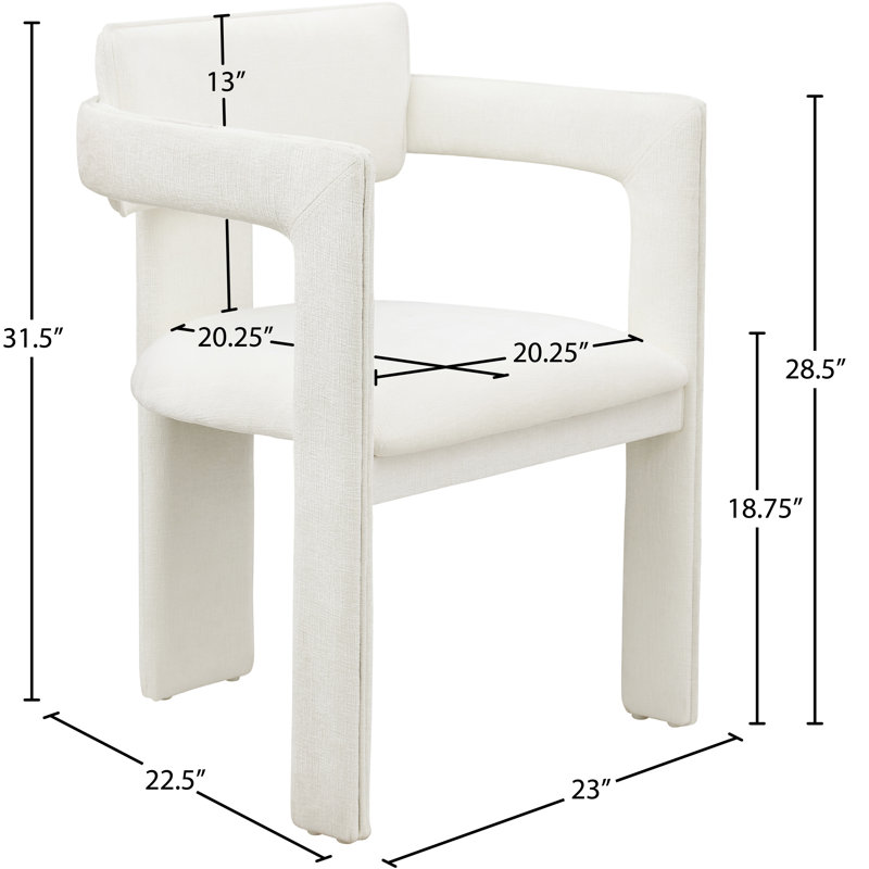 Exilda Chenille Fabric Dining Chair, Cream Chenille Fabric