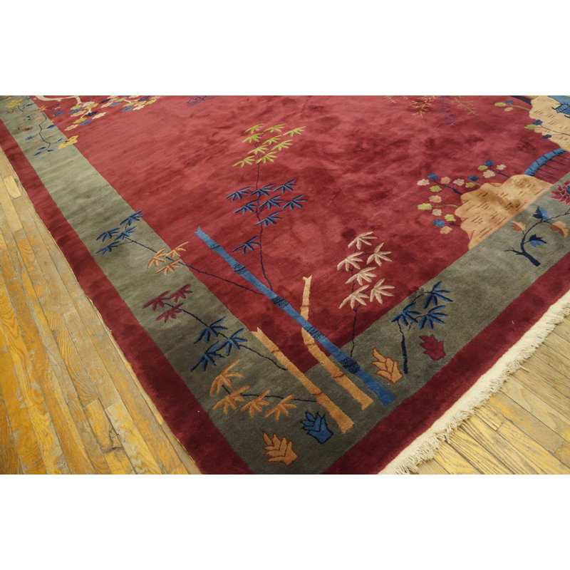 Hand Knotted Wool Area Rug in Pink