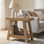 Table de bout à 2 niveaux en bois, petite table d'appoint rustique avec rangement pour le salon