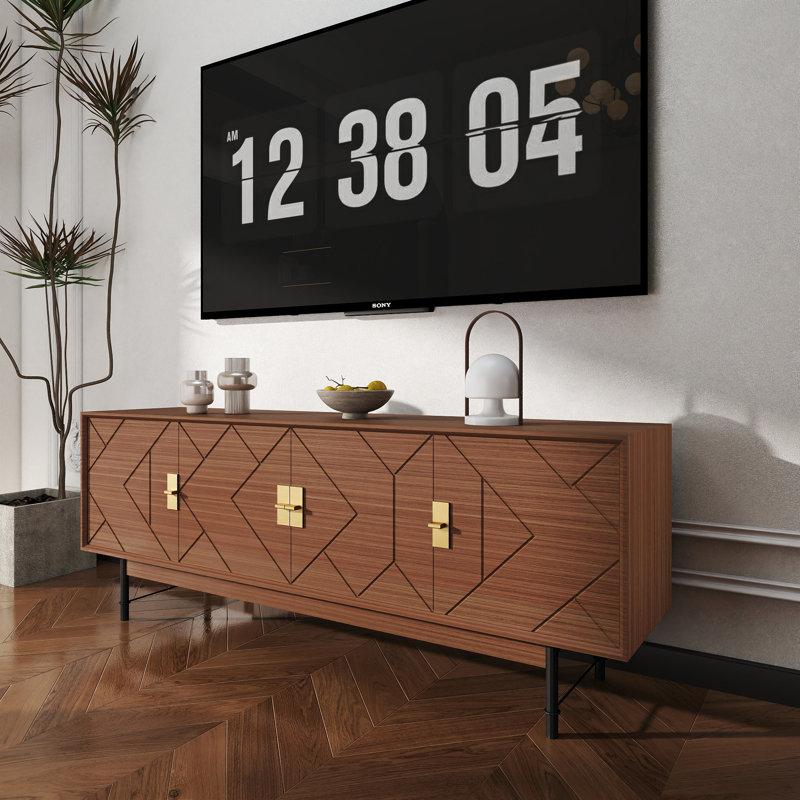 Meuble télé Mid-Century avec armoires de rangement pour téléviseur de 65 po ou moins