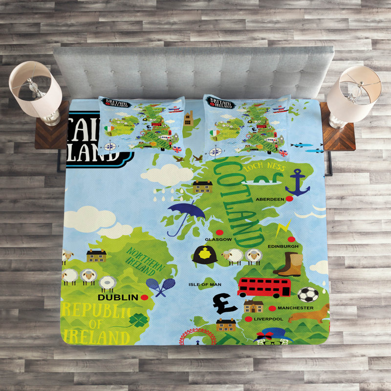 Wanderlust Coverlet, King Bedspread + 2 Shams