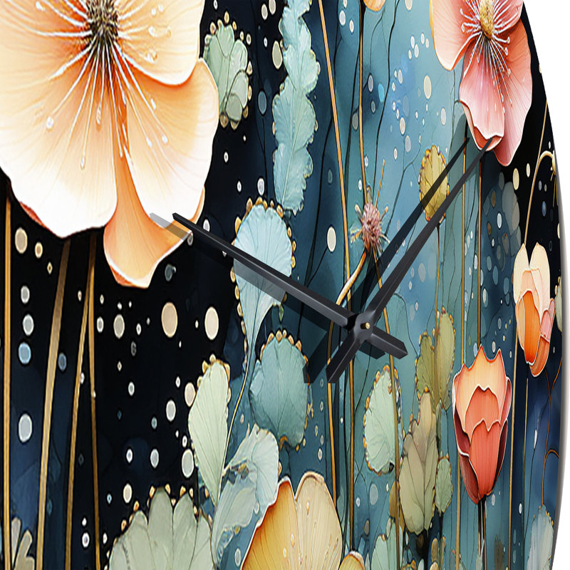 Horloge murale «Blue Enchanted Gardens V - Abstract Botanicals», Petit