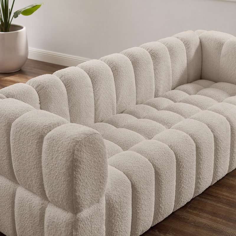 Marceil Upholstered 85.03'' Sofa, Camel 100% Polyester