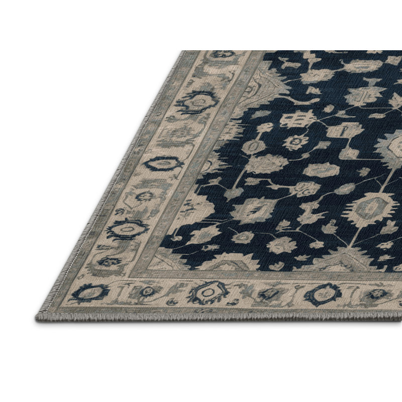 Tapis gris lavable à la machine, Rond 7 pi