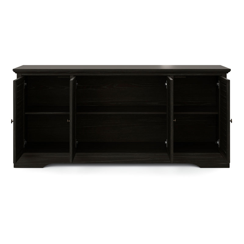 Console Cidney 68 po à 4 portes pour téléviseur de 80 po ou moins, aucun assemblage requis, Noir
