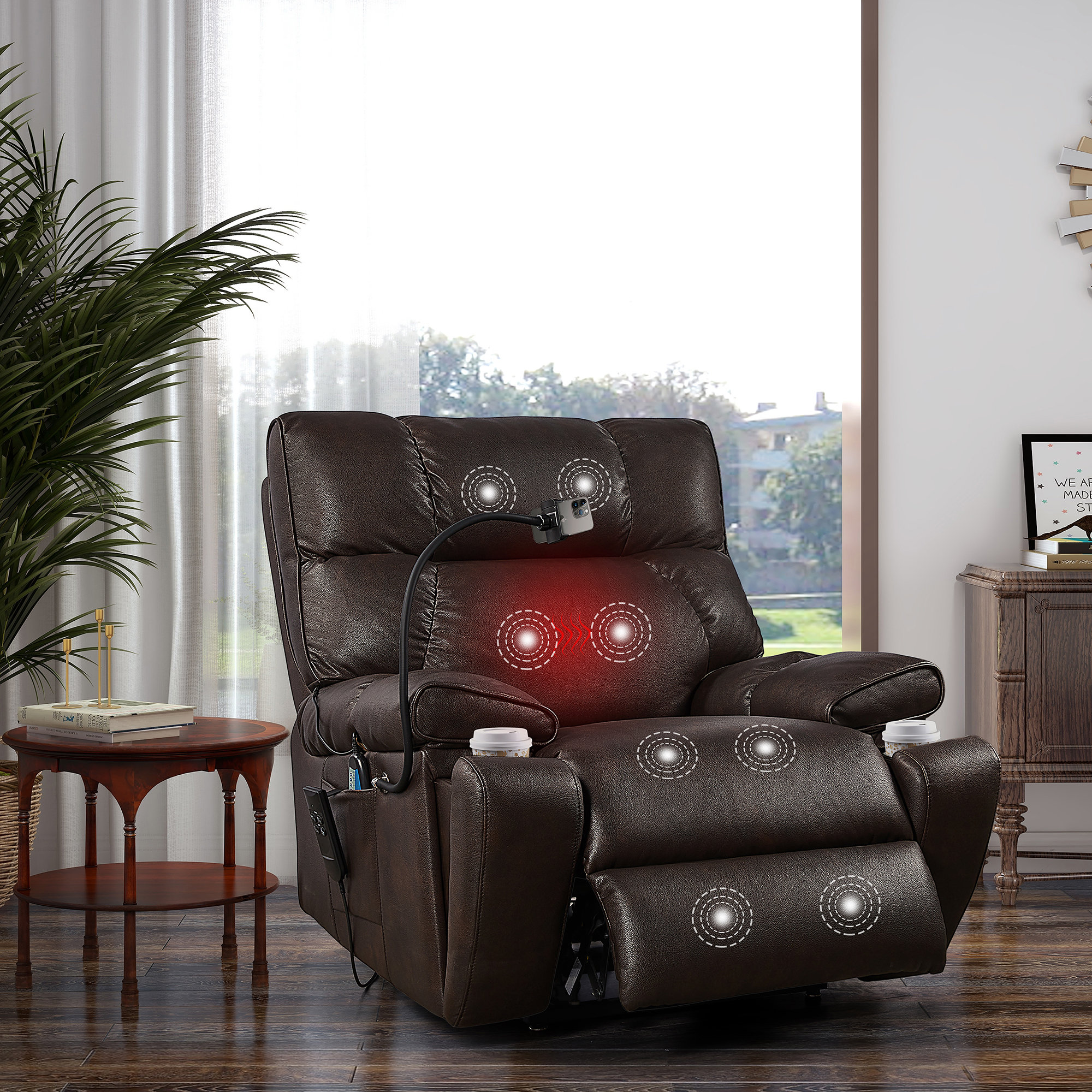 JULY'S SONG Vegan Leather Power Reclining Heated Massage Chair