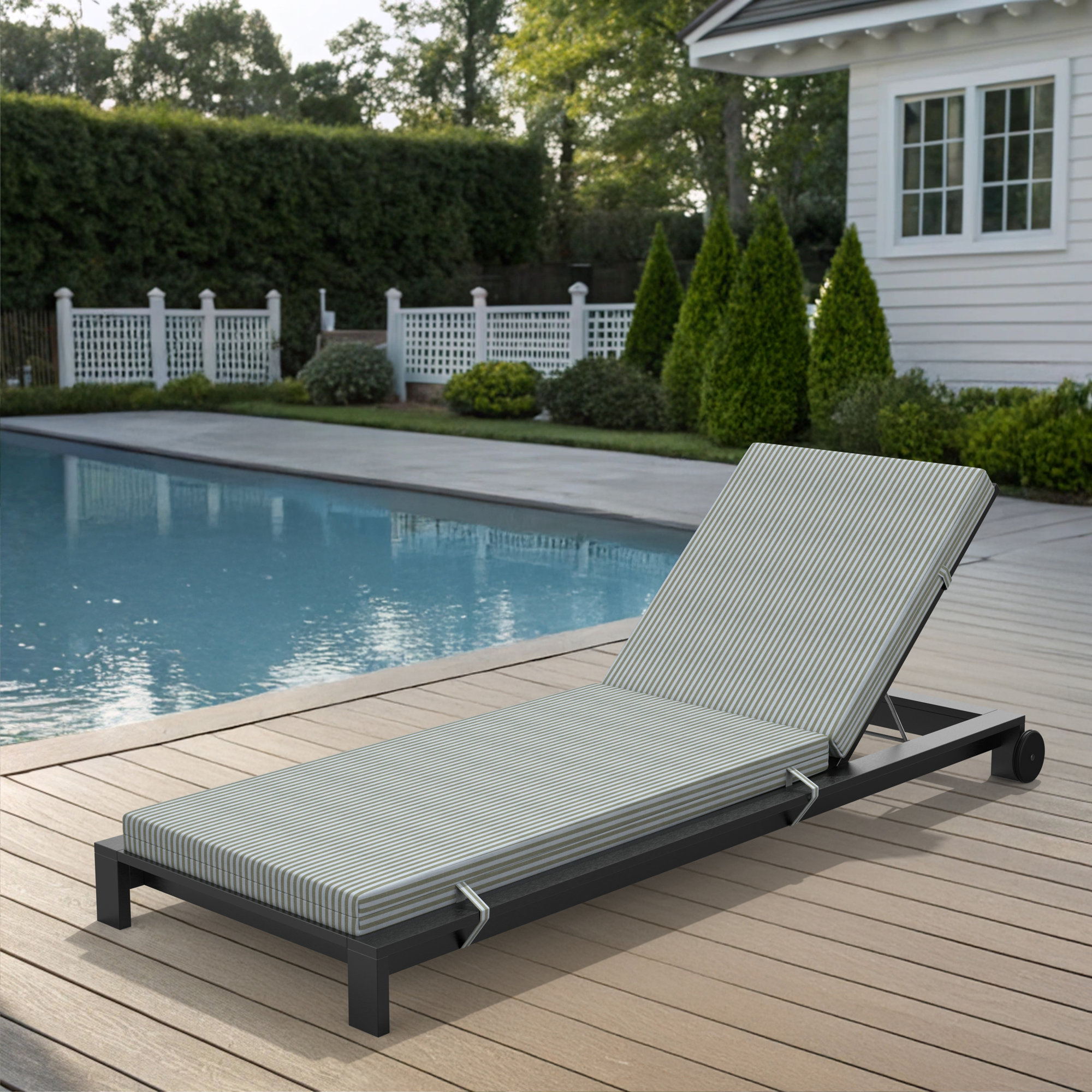 Lani Sunbrella Outdoor Chaise Lounge Cushion, 25" W x 50" D, Sail Away Aloe