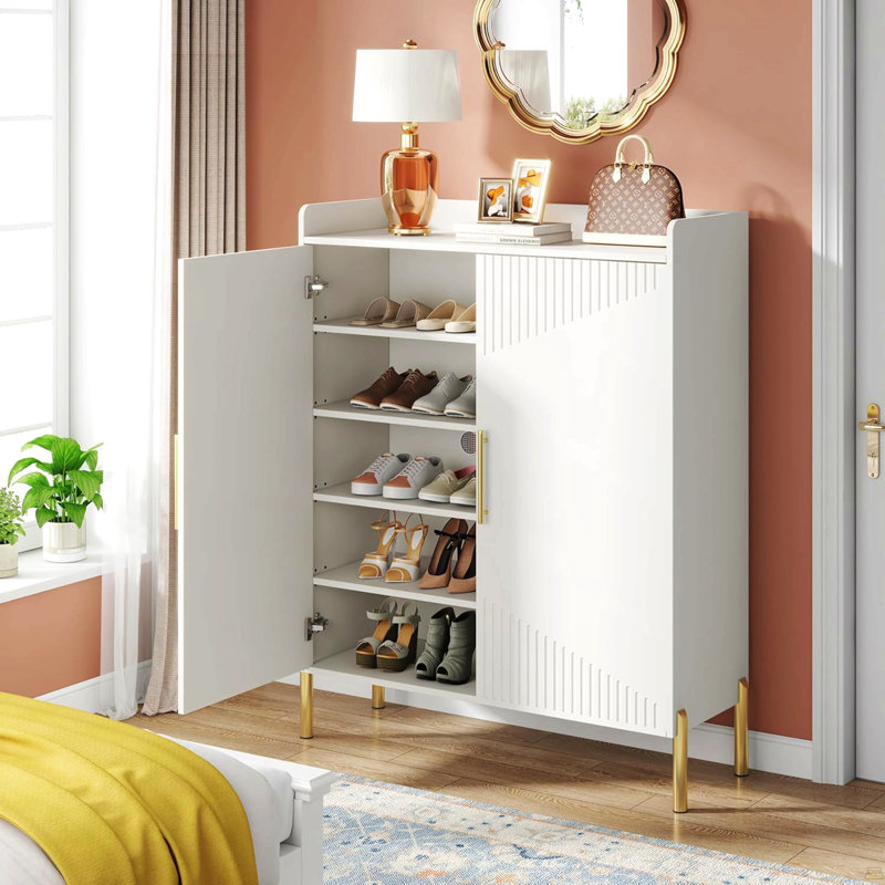 Armoire de rangement pour chaussures 35,43 pouces à 6 niveaux avec portes