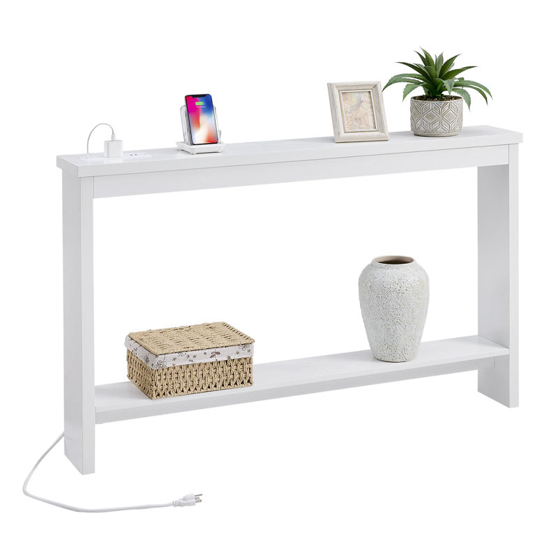 Table de canapé étroite avec prise et port USB