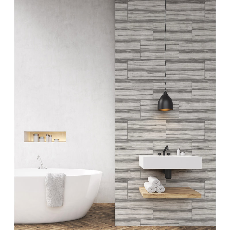 Rouleau de papier peint L 27 pi x l 27 po Carnbore, Gris étain