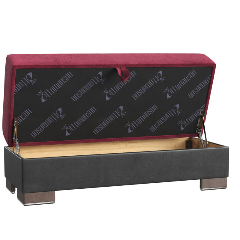 Repose-pieds en bois avec rangement Primenest Collection Zenaero, Rouge