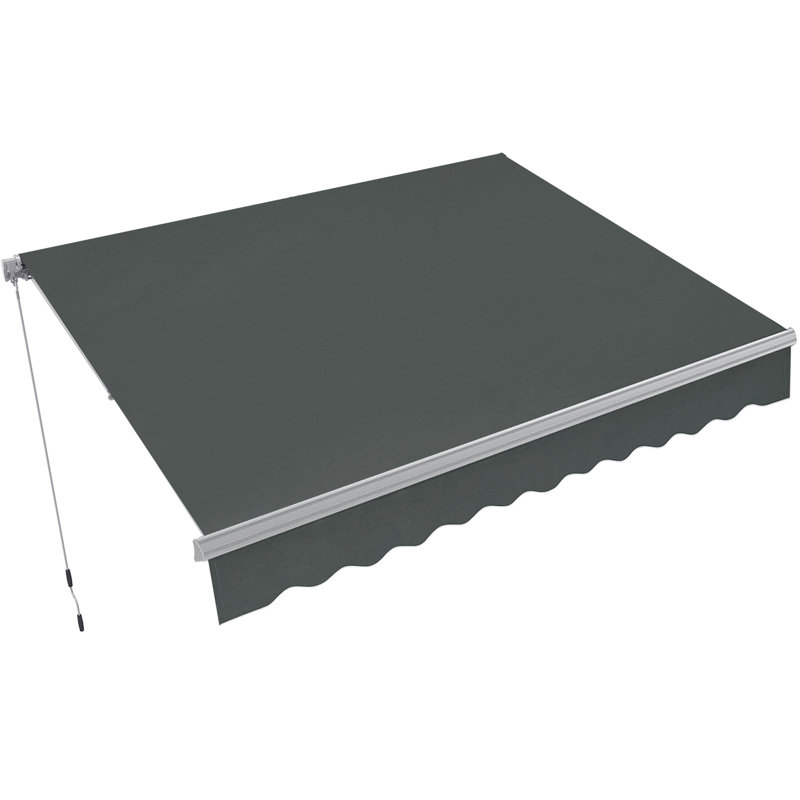 Retractable Patio Window Awning with Aluminum Frame, Acrylic Fabric, Dark Grey, 10' x 8'