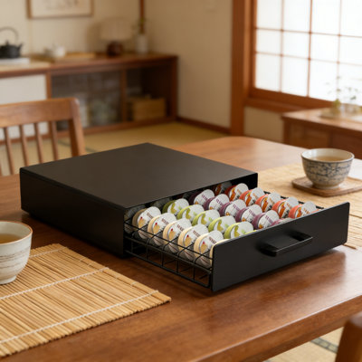 Pod Storage Drawer Organizer - Holds 40 Cocktail Capsules, Compatible With Bartesian And Bev By Black+Decker Machines, Stackable Countertop Bar Accessory