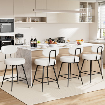 26" H Swivel Bar Stools Counter Height Bar Stools with Adjustable Foot Pads