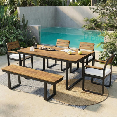6-Piece Outdoor Dining Set, Acacia Wood