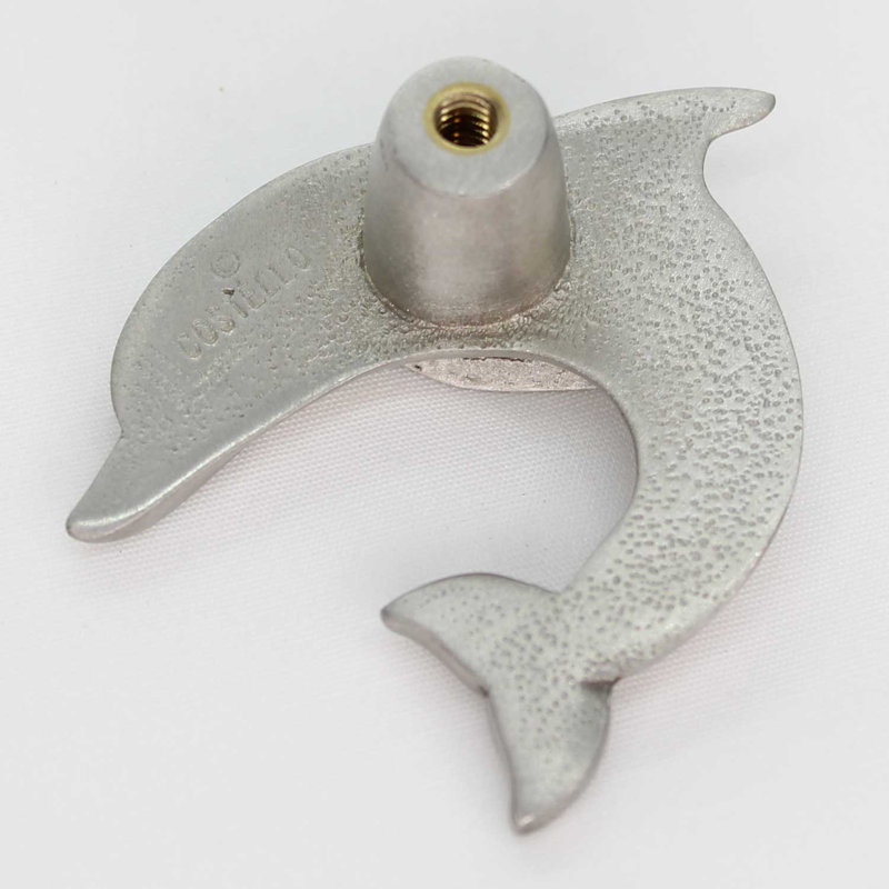 1.9" Dolphin Right Facing Small Knob, Brushed Nickel, 2.5" L x 1.9" W