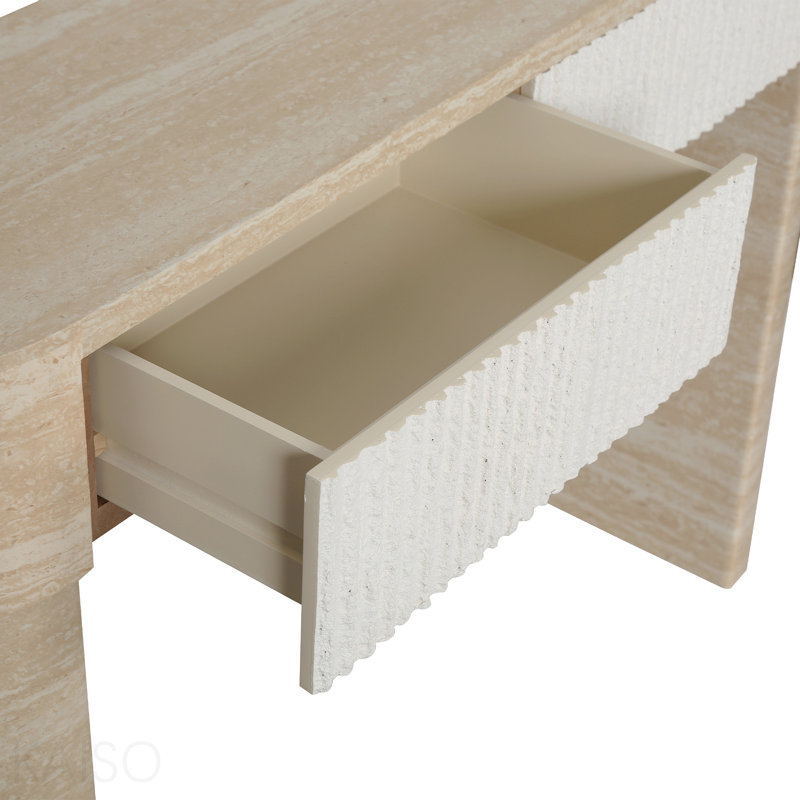 Console, 2 tiroirs à poignées cachées pour entrée - Standard, 29.5" H x 47.2" W x 11.8" D, beige brown, beige brown