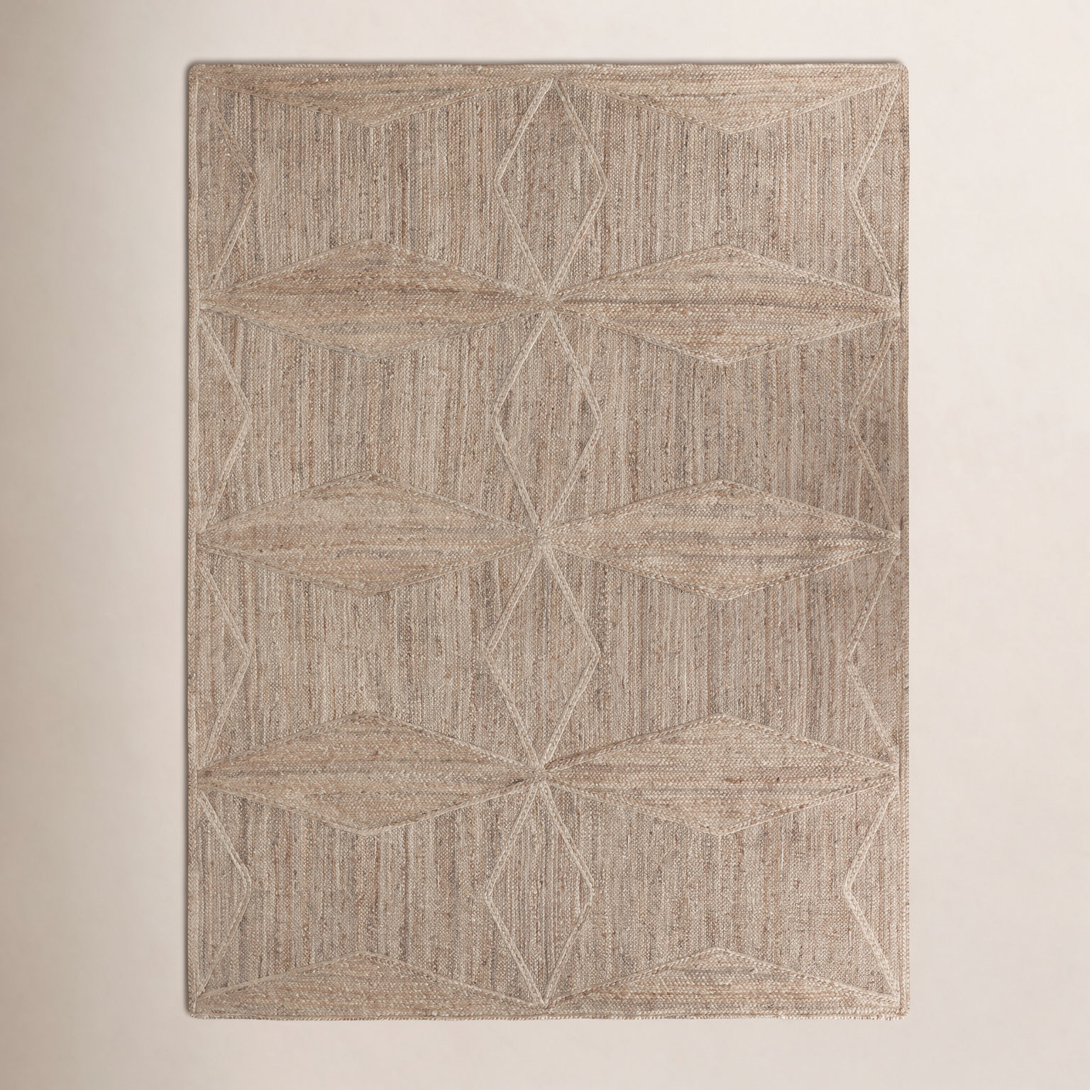 Knox Beige Hand-Woven Geometric Jute Rug, Rectangle 2' x 3'