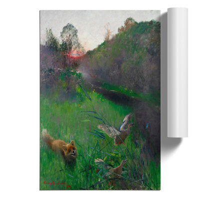 Fox and Seabirds by Bruno Liljefors - Frameless Print