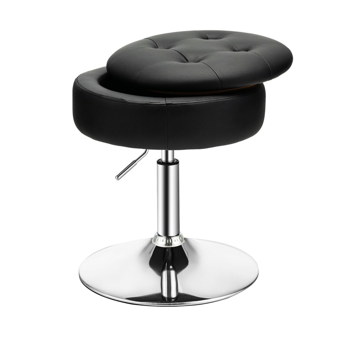 360-Degree Swivel Bar Stool W/ Lid Tufted Vanity Stool Height Adjustable Dining Chair