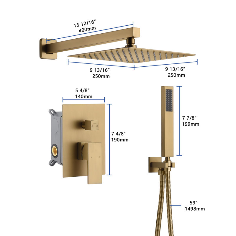 with Rough in-Valve, Brushed Gold
