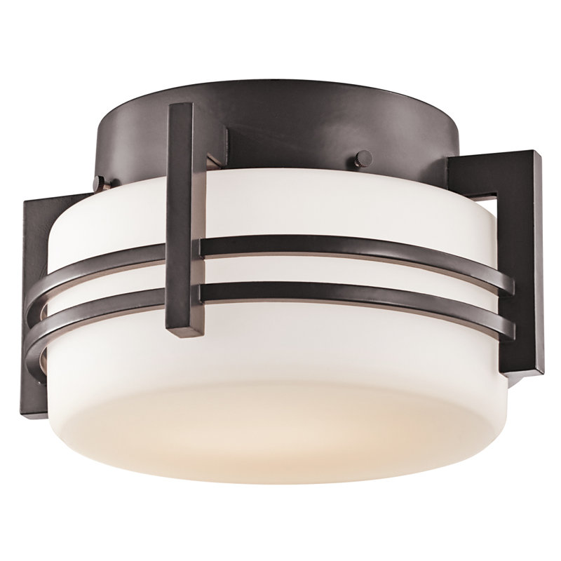 Farreli Glass Flush Mount, Architectural Bronze