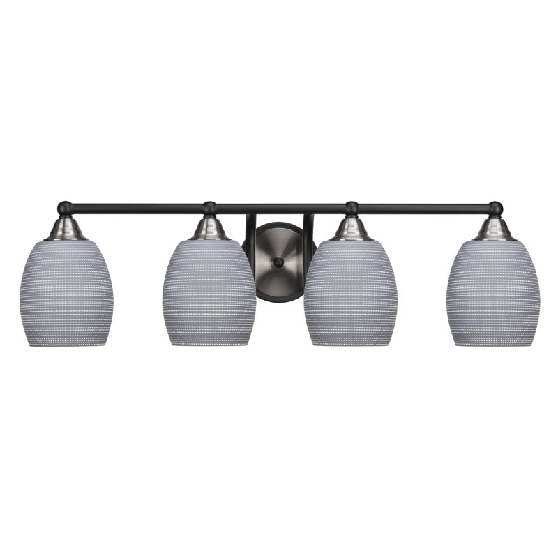 Michell 4-Light Bath Bar, Matte Black/Brushed Nickel