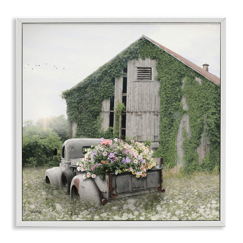 Rustic Farmhouse Green Vine Barn Canvas Wall Art