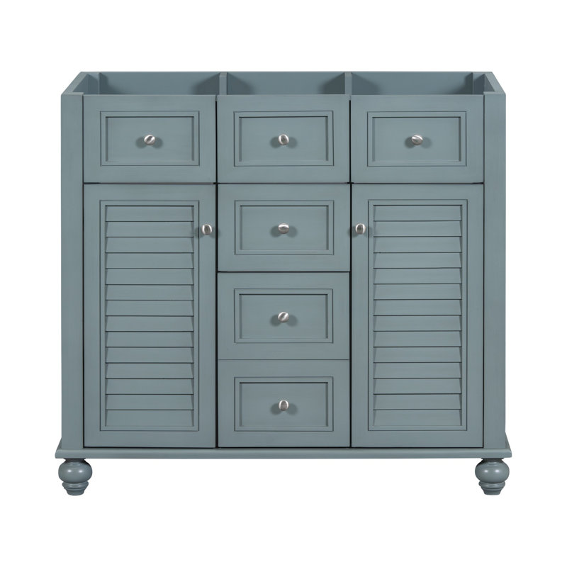 Armoire de salle de bain, armoire autoportante avec tiroirs de rangement et portes à fermeture douce